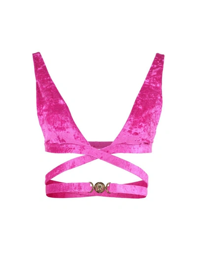 Shop Versace Medusa Bikini Top In Pink