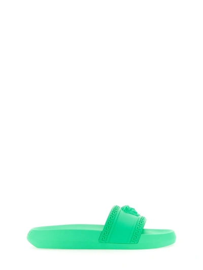 Shop Versace Medusa Slide Sandal In Green