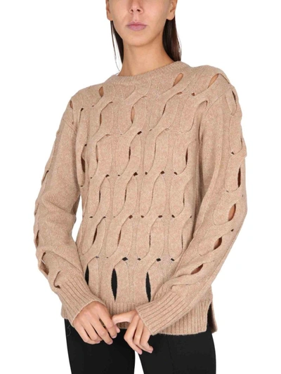 Shop Helmut Lang Merino Wool Sweater In Beige