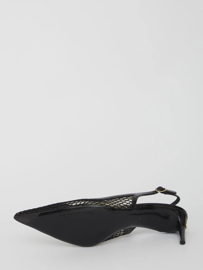 Shop Dolce & Gabbana Mesh And Patent Leather Slingback In Black