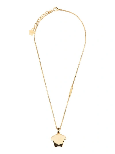 Shop Versace Metal Logo Necklace In Gold
