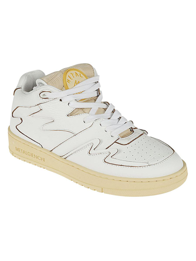 Shop Metalgienchi Neon Leather Sneakers In White