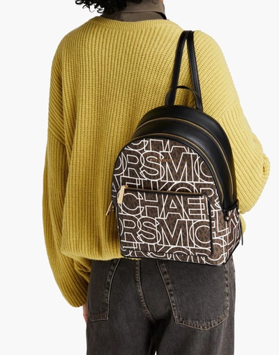 Shop Michael Kors Adina Monogram Logo Backpack In Black