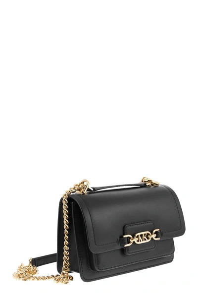 Shop Michael Kors Heather Extra-small Leather Shoulder Bag In Black