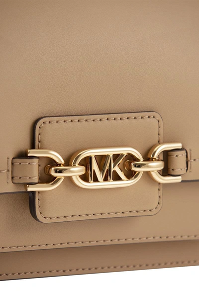 Shop Michael Kors Heather Large Leather Cross Body Bag In Camel