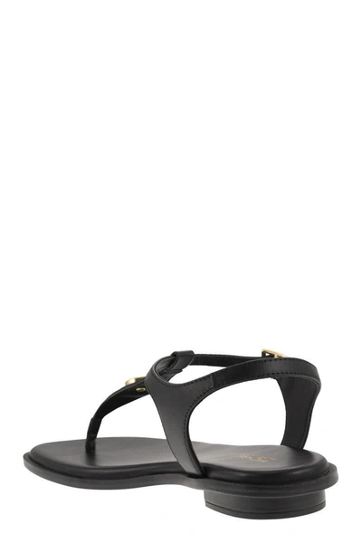 Shop Michael Kors Leather Sandal With Logo In Black