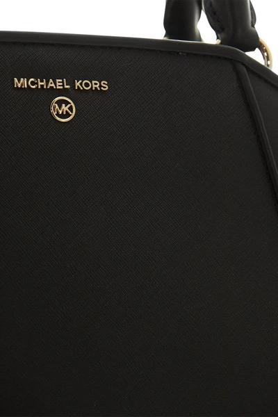Shop Michael Kors Medium Leather Satchel In Black