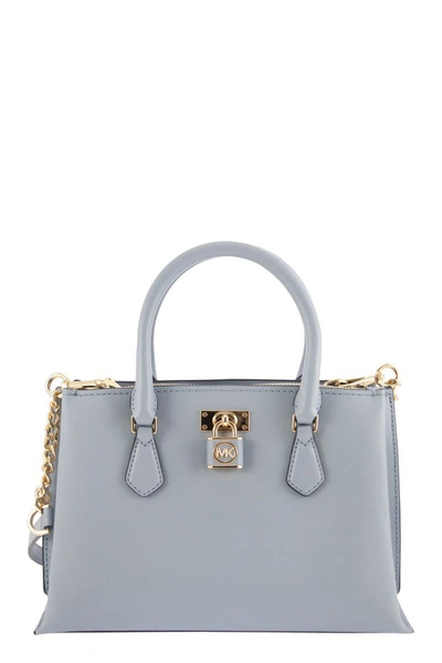 Shop Michael Kors Ruby Small Saffiano Leather Handbag In Light Blue
