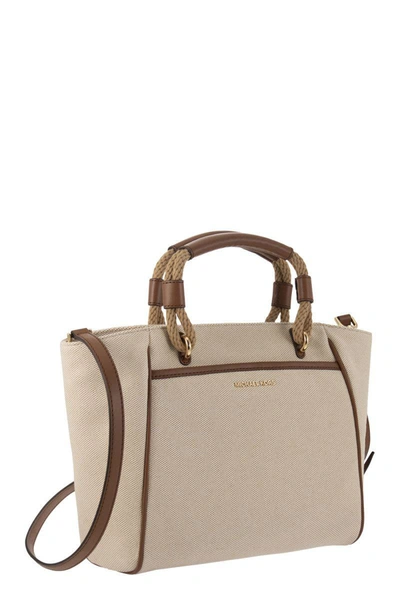 Shop Michael Kors Talia - Fabric Handbag In Sand