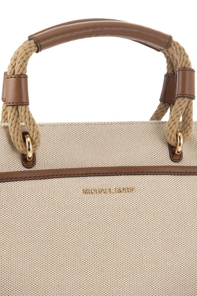 Shop Michael Kors Talia - Fabric Handbag In Sand