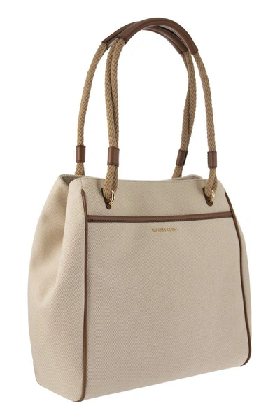 Shop Michael Kors Talia - Fabric Shoulder Bag In Sand