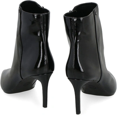 Shop Michael Michael Kors Alina Patent Pointy Toe Ankle Boots In Black