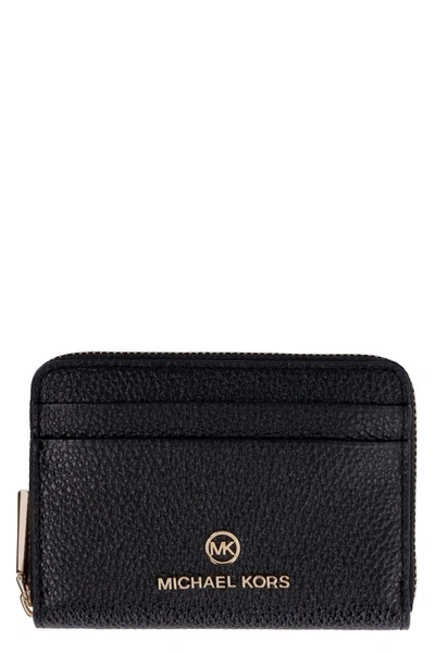 Shop Michael Michael Kors Michael Kors Mini Leather Wallet In Black