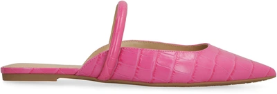 Shop Michael Michael Kors Jessa Flex Leather Pointy-toe Slippers In Fuchsia