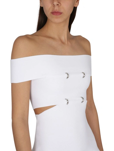 Shop Alexander Mcqueen Mini Dress With Bare Shoulders In White