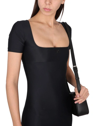 Shop Courrèges Mini Dress With Logo In Black