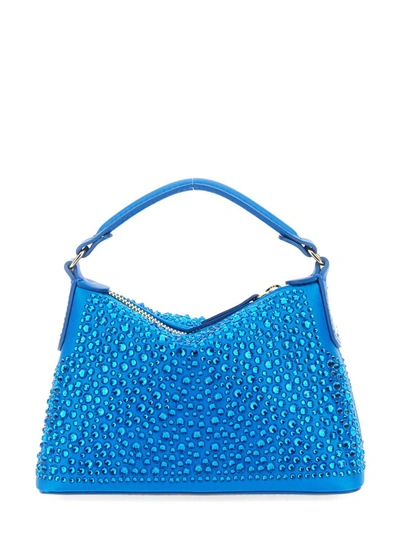 Shop Leonie Hanne X Liu Jo Mini Hobo Bag With Rhinestones In Blue