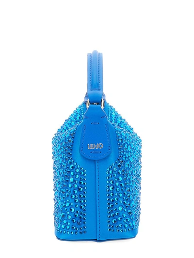 Shop Leonie Hanne X Liu Jo Mini Hobo Bag With Rhinestones In Blue