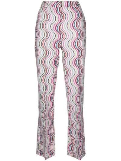 Shop Missoni Sport Striped Print Straight Leg Trousers In Multicolour