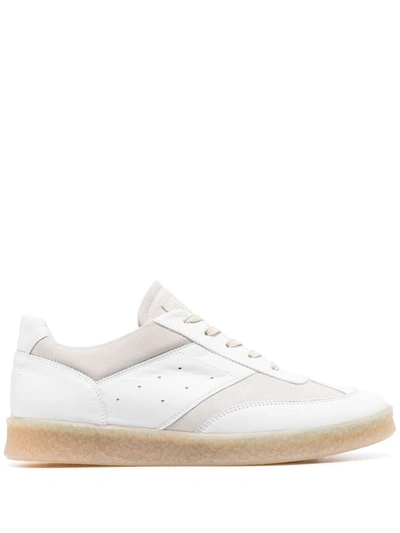 Shop Mm6 Maison Margiela Leather Sneakers In White