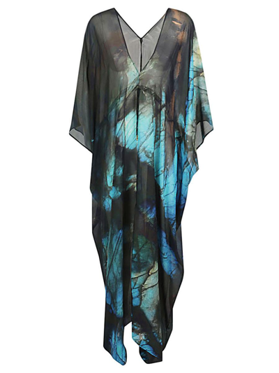 Shop Mona Swims Silk Over-sized Kaftan In Multicolour