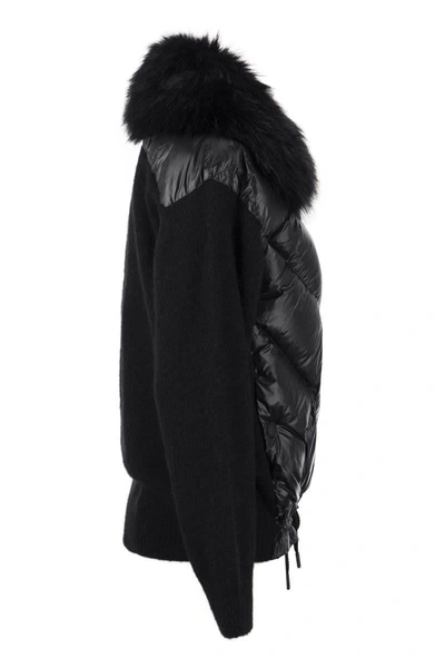 Shop Moncler Grenoble Padded Wool & Alpaca Cardigan In Black