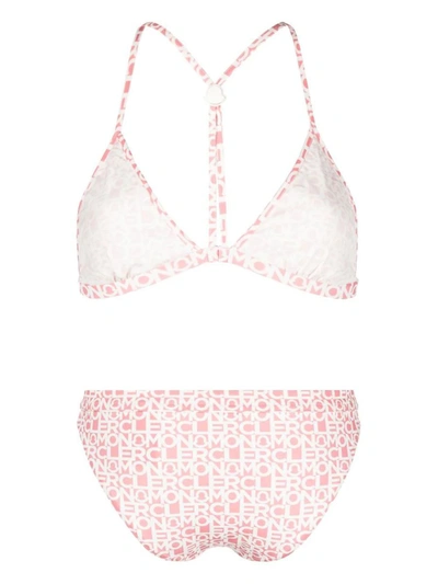 Shop Moncler Logoed Bikini In Pink