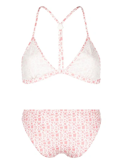 Moncler Logo-print Stretch Bikini In Pink