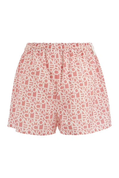 Shop Moncler Short With Monogram In Pink