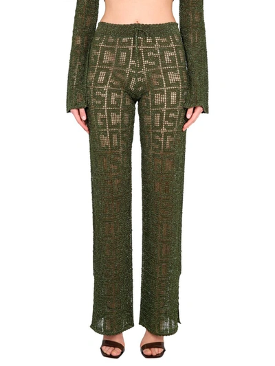 Shop Gcds Monogram Macrame Pants In Green