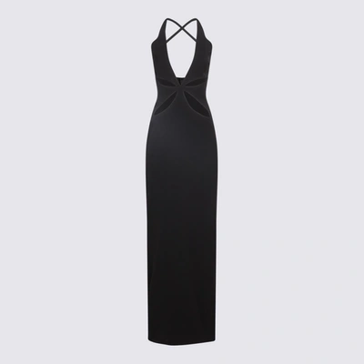 Shop Monot Black Petal Cut Out Long Dress In <p>black Petal Cut Out Long Dress From  Featuring Long Length, Halterneck, Crossing Straps At S
