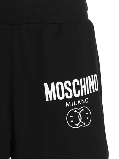 Shop Moschino Bermuda 'double Smile' In White/black