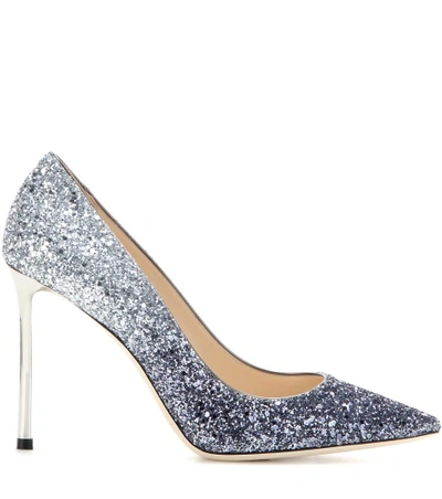 Shop Jimmy Choo Memento Romy 100 Glitter Pumps In Eavy