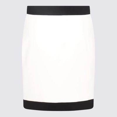 Shop Moschino White And Black Stretch Heart Buttons Mini Skirt