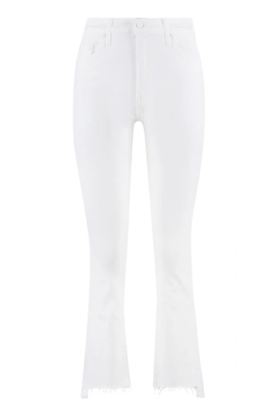 Shop Mother The Insider Crop Step Fray Jeans In White