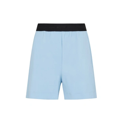 Shop Msgm Wool Shorts In Blue
