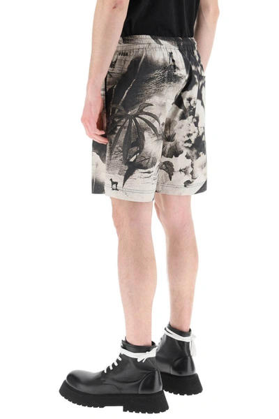 Shop Msgm Cotton Bermuda Shorts With Dreaming Print In Grey