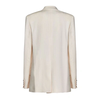 Msgm Single-breasted White Crepe Jacket In 04