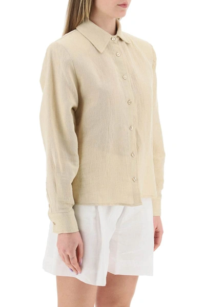 Shop Mvp Wardrobe 'malibu' Cotton Linen Shirt In Beige