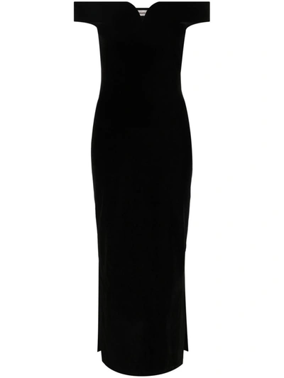 Shop Nanushka Lucy Velvet Midi Dress In Black