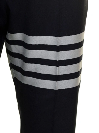 Shop Thom Browne Navy Plain Weave Skinny 4-bar Trouser In Blu