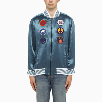 Shop Needles Bomber Jacket With Patches In Blue