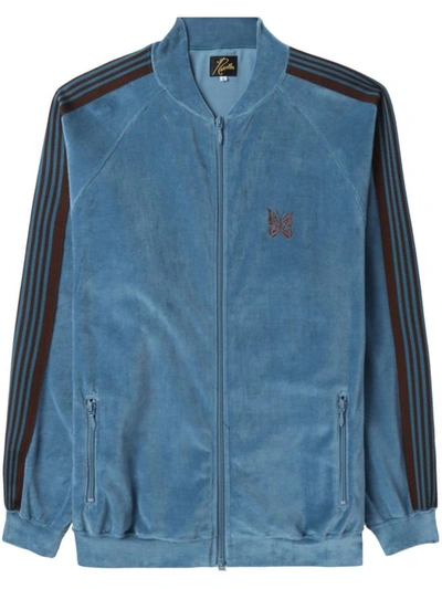 Needles R.c. Webbing-trimmed Cotton-blend Velour Track Jacket In
