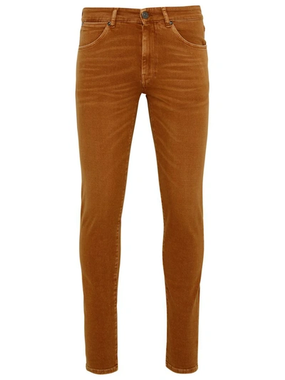 Shop Pt Torino Pt01 Ochre Cotton Swing Jeans In Brown
