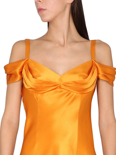 Shop Alberta Ferretti Off-the-shoulder Dress In Orange