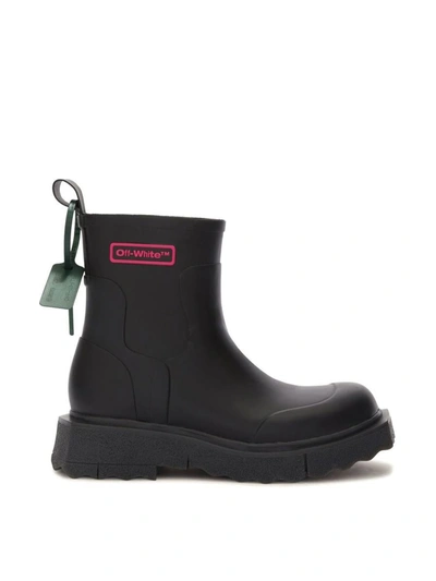 Shop Off-white Sponge Logo Rain Boots In Black