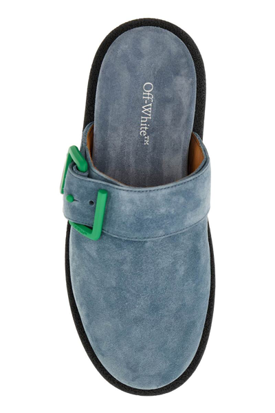 Shop Off-white Suede Leather Sponge Clogs In Blue