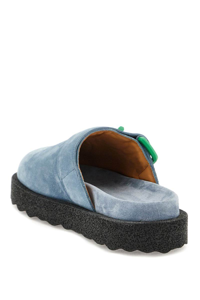 Shop Off-white Suede Leather Sponge Clogs In Blue