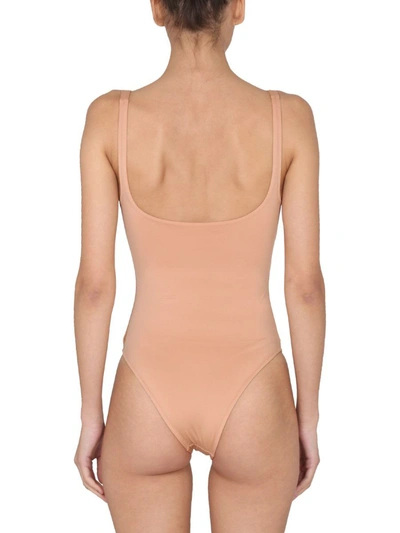 Shop Off-white One Piece Swimsuit With Logo Print In Brown