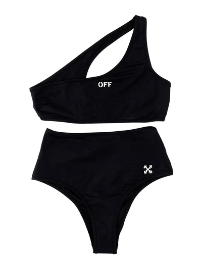 Shop Off-white One-shoulder Bikini In Black
